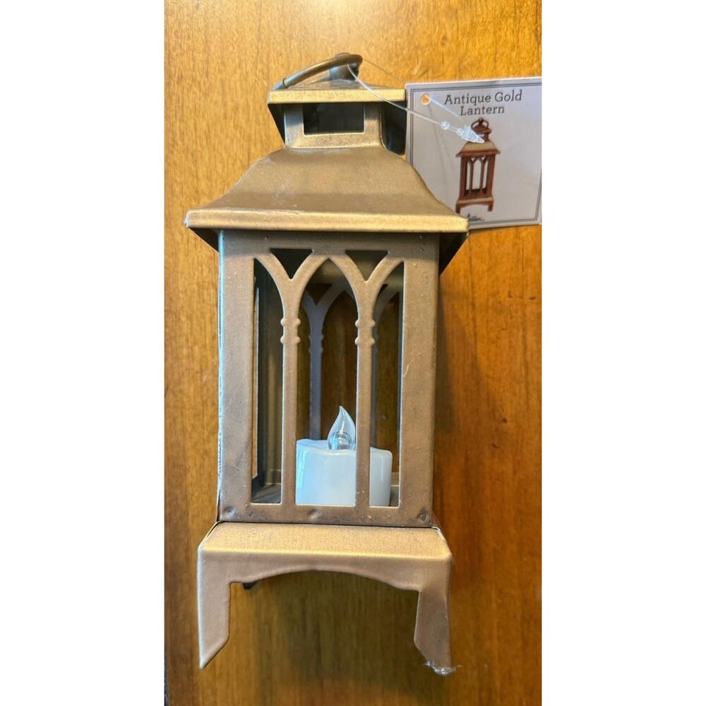 Antique Gold Lantern 1-800 Flowers 7.5" Ambient LED Light NWT Candle